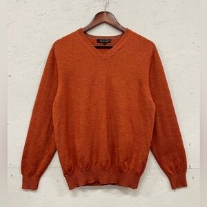 Britches V-Neck Knit Merino Blend Sweater, Size XL, Fits M, Orange